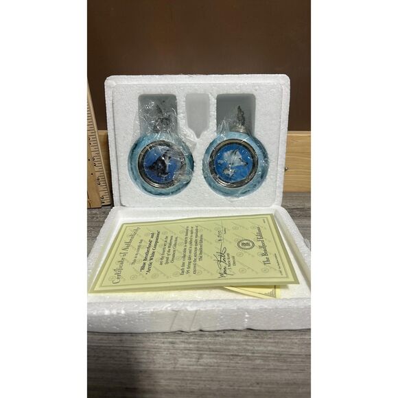 Blue Brother and Arctic White Companions  Bradford Christmas Ornaments wolf - Picture 1 of 4